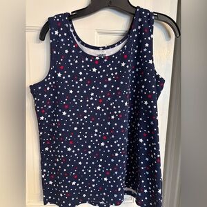 Lands' End Sleeveless Top Women's Starry - Navy, Red, White USA Patriotic Sz L